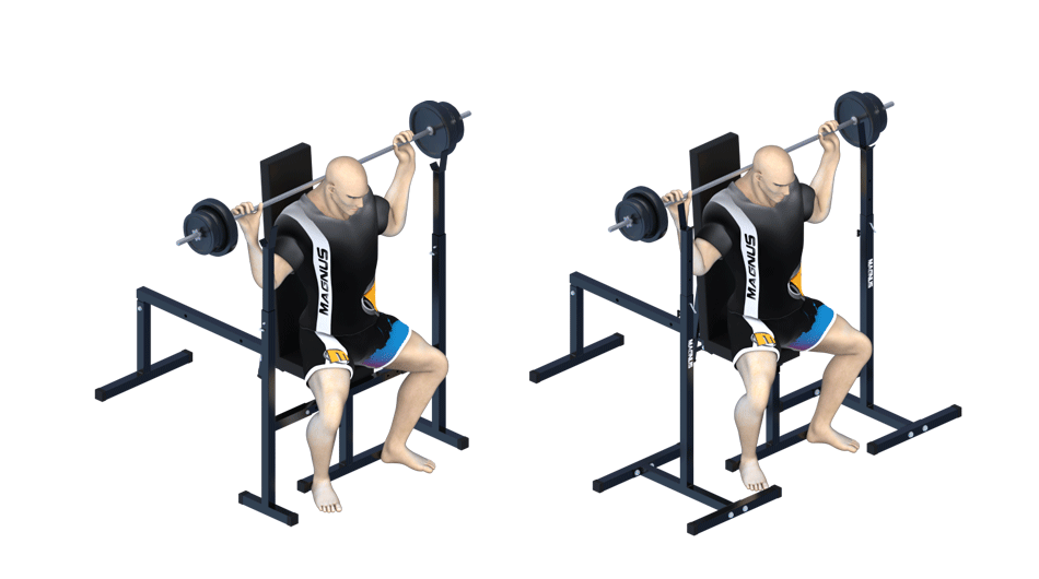 hardcore shoulders training on Magnus bench with stands